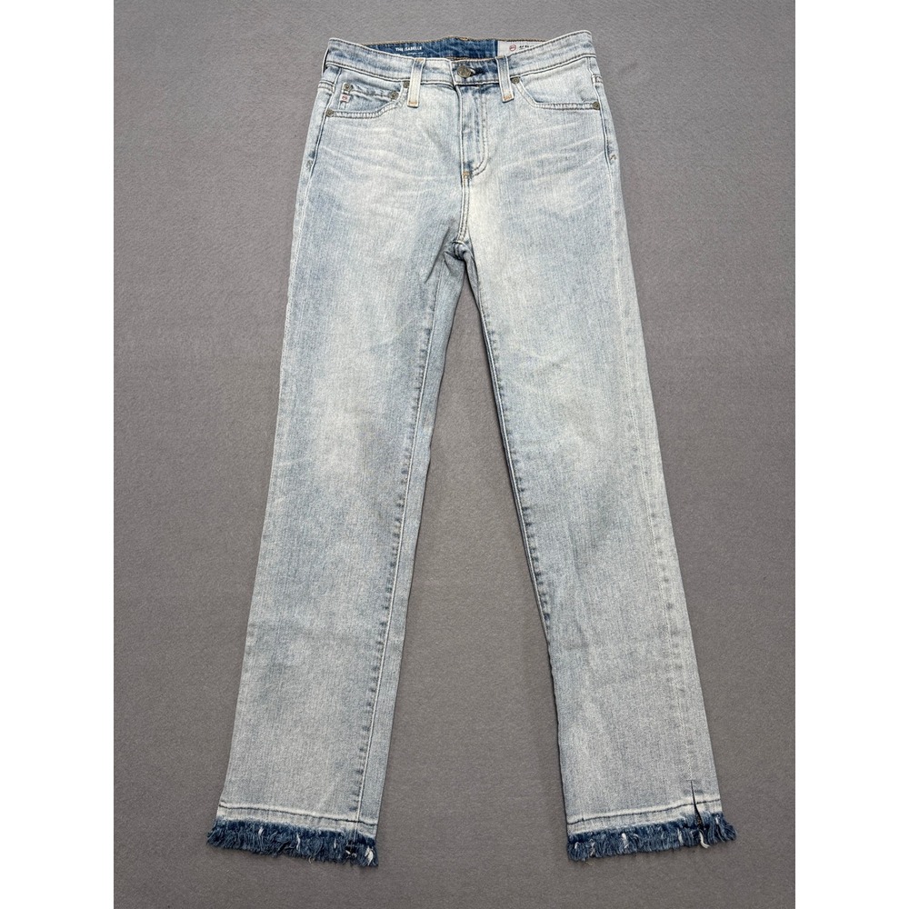 AG Adriano Goldschmied Isabelle Jeans Womens 24 Light Wash High Rise Crop Frayed